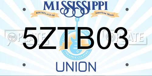 5ZTB03 Mississippi License Plate