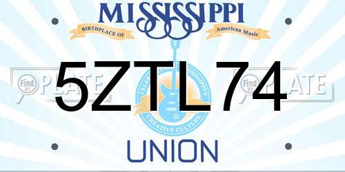 5ZTL74 Mississippi License Plate