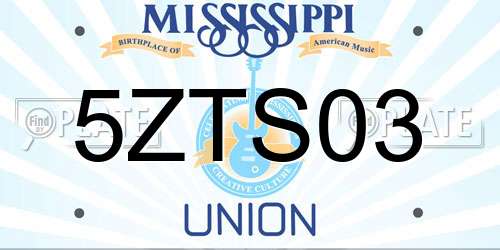5ZTS03 Mississippi License Plate