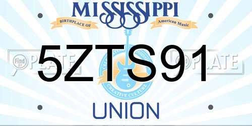 5ZTS91 Mississippi License Plate