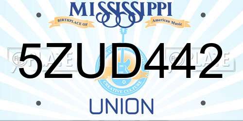 5ZUD442 Mississippi License Plate