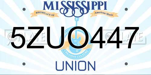 5ZUO447 Mississippi License Plate