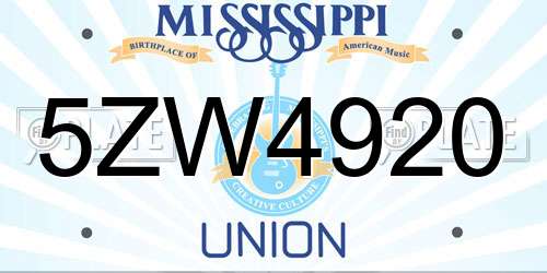 5ZW4920 Mississippi License Plate