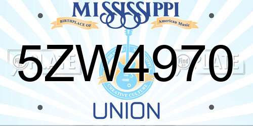 5ZW4970 Mississippi License Plate