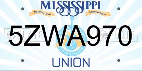 5ZWA970 Mississippi License Plate