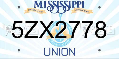 5ZX2778 Mississippi License Plate