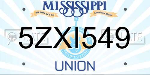 5ZXI549 Mississippi License Plate