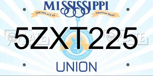 5ZXT225 Mississippi License Plate