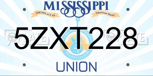 5ZXT228 Mississippi License Plate