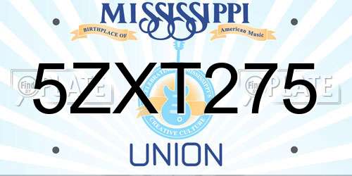 5ZXT275 Mississippi License Plate