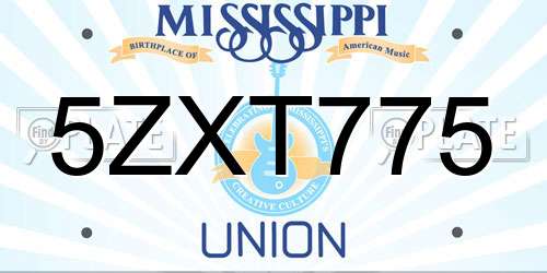 5ZXT775 Mississippi License Plate