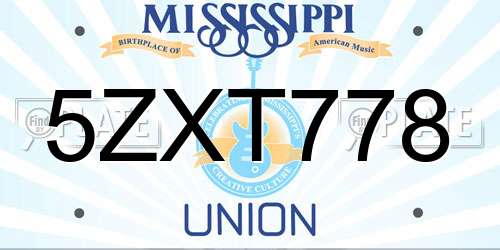 5ZXT778 Mississippi License Plate