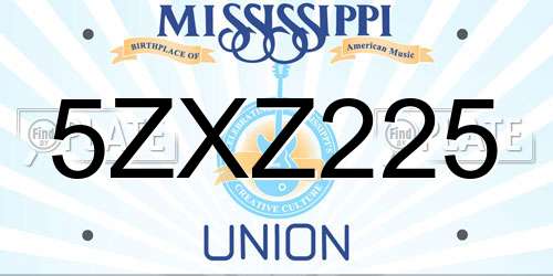 5ZXZ225 Mississippi License Plate