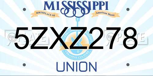 5ZXZ278 Mississippi License Plate