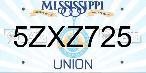 5ZXZ725 Mississippi License Plate