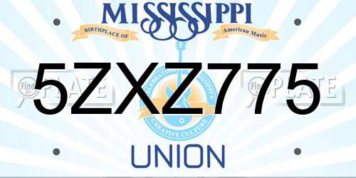 5ZXZ775 Mississippi License Plate