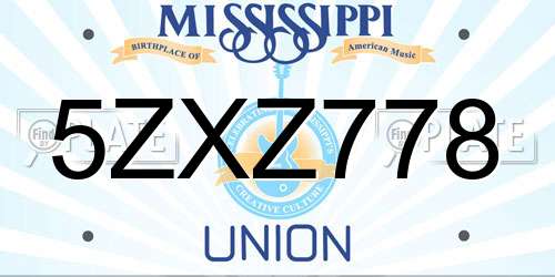 5ZXZ778 Mississippi License Plate