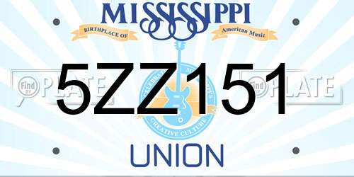 5ZZ151 Mississippi License Plate