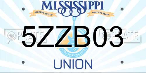 5ZZB03 Mississippi License Plate