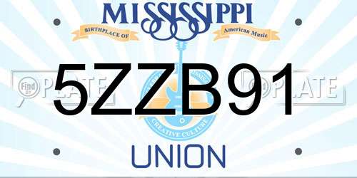 5ZZB91 Mississippi License Plate