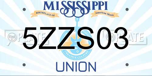 5ZZS03 Mississippi License Plate