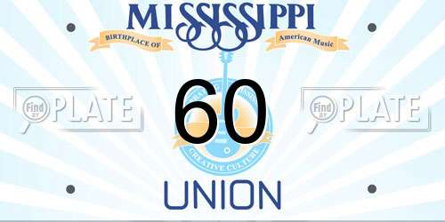 60 Mississippi License Plate