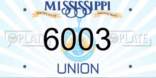6003 Mississippi License Plate