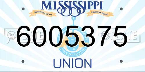 6005375 Mississippi License Plate