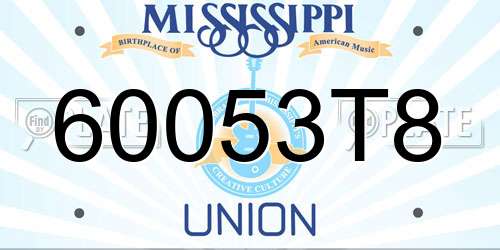 60053T8 Mississippi License Plate