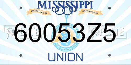 60053Z5 Mississippi License Plate