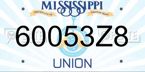 60053Z8 Mississippi License Plate