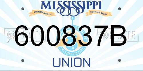 600837B Mississippi License Plate