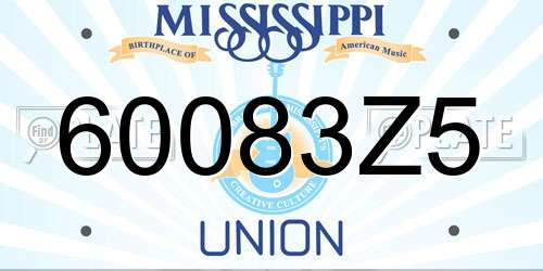 60083Z5 Mississippi License Plate