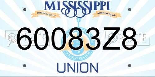 60083Z8 Mississippi License Plate
