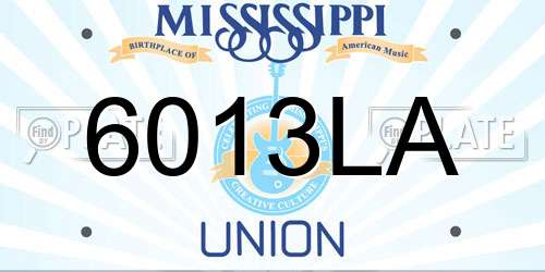 6013LA Mississippi License Plate