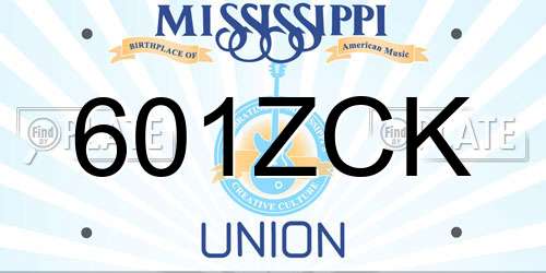 601ZCK Mississippi License Plate