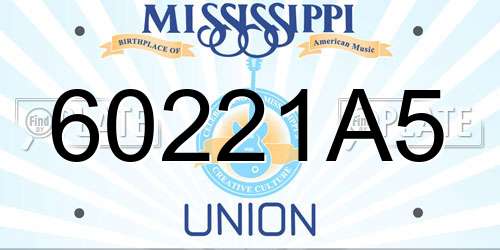 60221A5 Mississippi License Plate