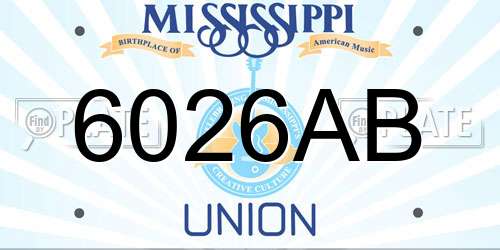 6026AB Mississippi License Plate