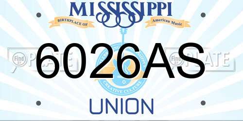 6026AS Mississippi License Plate