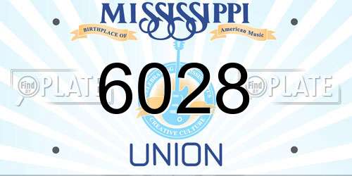 6028 Mississippi License Plate