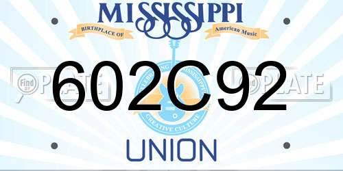 602C92 Mississippi License Plate