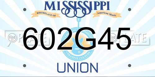 602G45 Mississippi License Plate