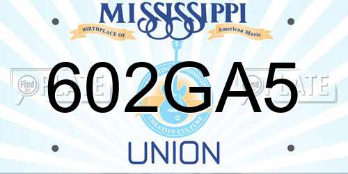 602GA5 Mississippi License Plate
