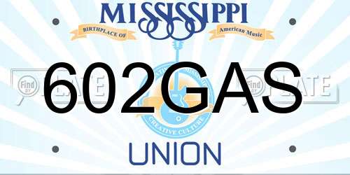 602GAS Mississippi License Plate
