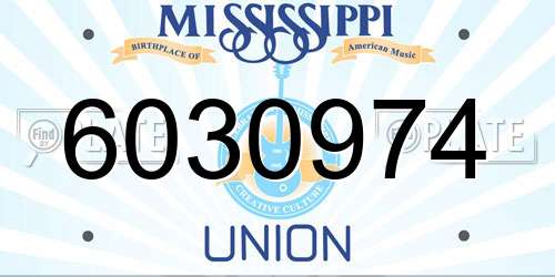 6030974 Mississippi License Plate