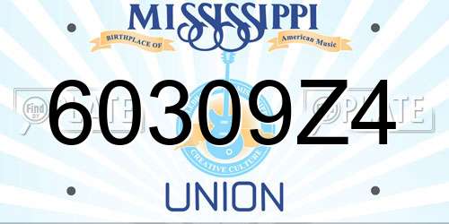 60309Z4 Mississippi License Plate