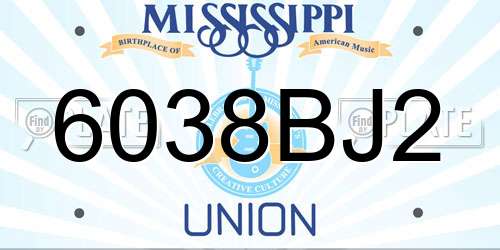 6038BJ2 Mississippi License Plate