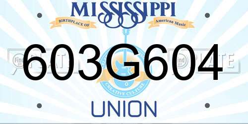 603G604 Mississippi License Plate