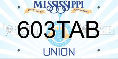 603TAB Mississippi License Plate