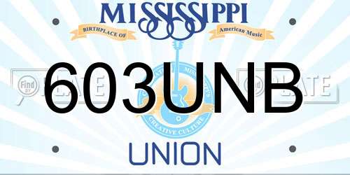 603UNB Mississippi License Plate